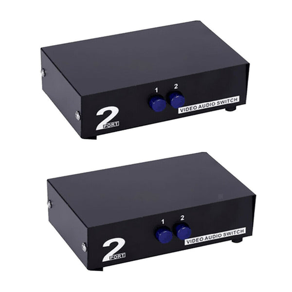2 Pairs 2-Way AV Switch RCA Switcher 2 In 1 Out Composite Video L/R Audio
