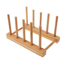 Dish Rack Pots Wooden Plate Stand Wood Kitchen Cup Display Drainer Holder N