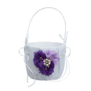 1 Set Purple Flower Pearls Diamante Ring Bearer and Flower Girl Basket