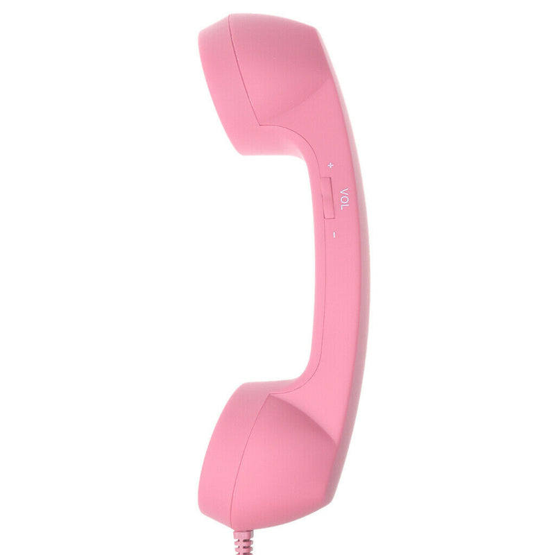 3.5mm Mic Retro Cell Telephone Handset Phone Classic Receiver Pink+Green