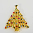 Fashion Cute Colorful Crystal Christmas Tree Brooch Pins Holiday Party Gifts