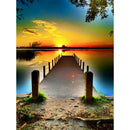 Sunset Bridge 5D Full Drill Round Diamond Painting Cross Stitch Mosaic Art