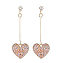 Rhinestone Heart Dangle Stud Earrings Women Casual Drop Earrings Jewelry