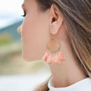 1 Pair Of Ladies Round Earrings Long Drop Earrings With Tassels Earrings Pi