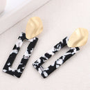 Hoop Earrings Rectangle Marble Effect Earrings For Women Drop Dangle Earrin M5S1