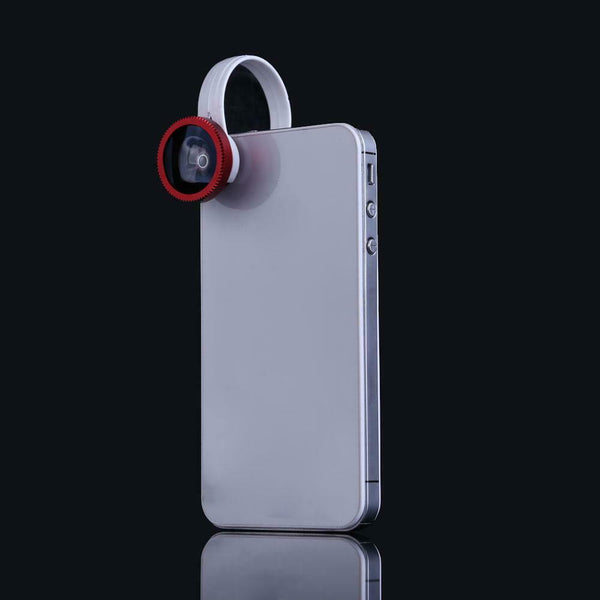 New Red Universal Clip 3In1 0.67X Fisheye Macro Wide Angle Lens for phones #gib
