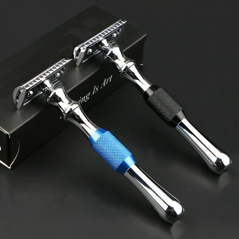 Zinc Alloy Razor Classic Shaving Razor Double Blade Safety Razor (Blue) B5Y8