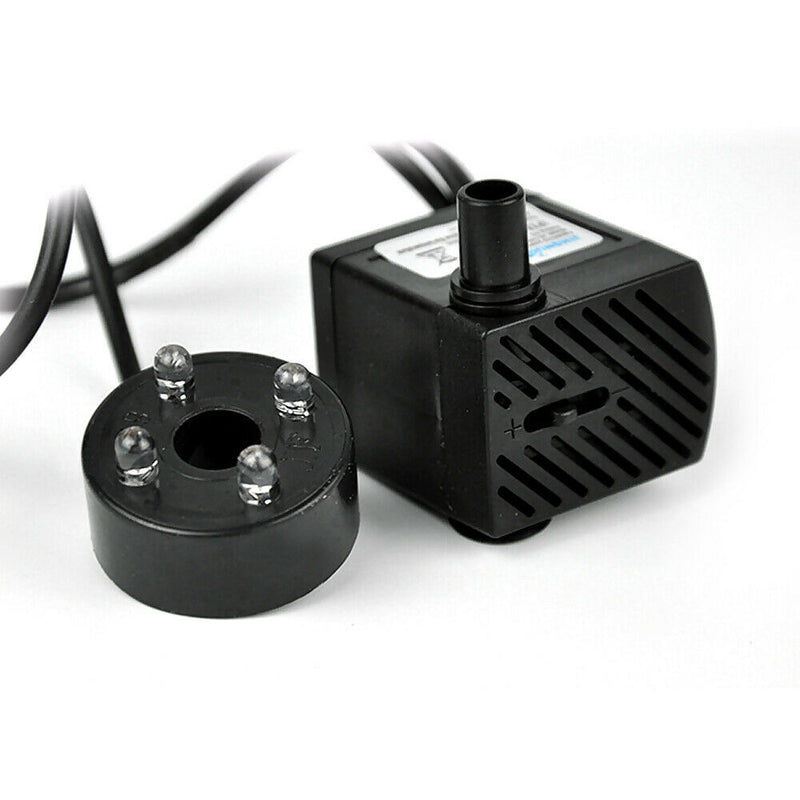 3W Small Submersible Water Pump with 4 LED Light For Aquarium Rockery Fountain