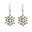 Christmas Snowflakes Drop Earrings Rhinestone Pendant Necklace Jewelry Set