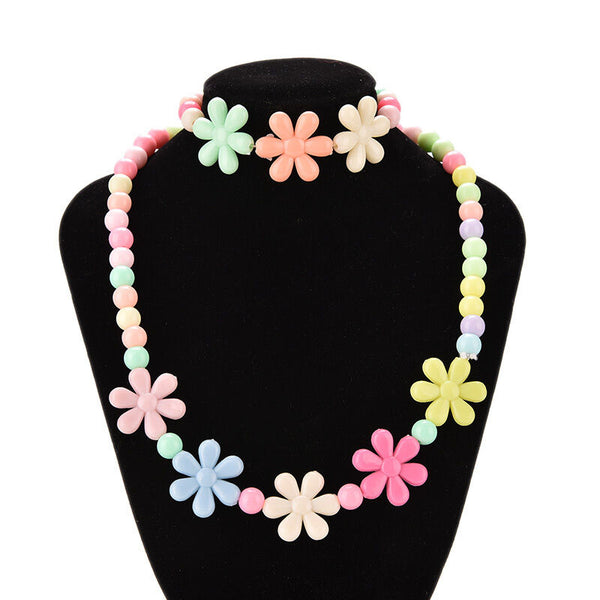 Girls Unique Toddlers Necklace&Bracelet Flower Kids Gift Party Jewelry Baby ^