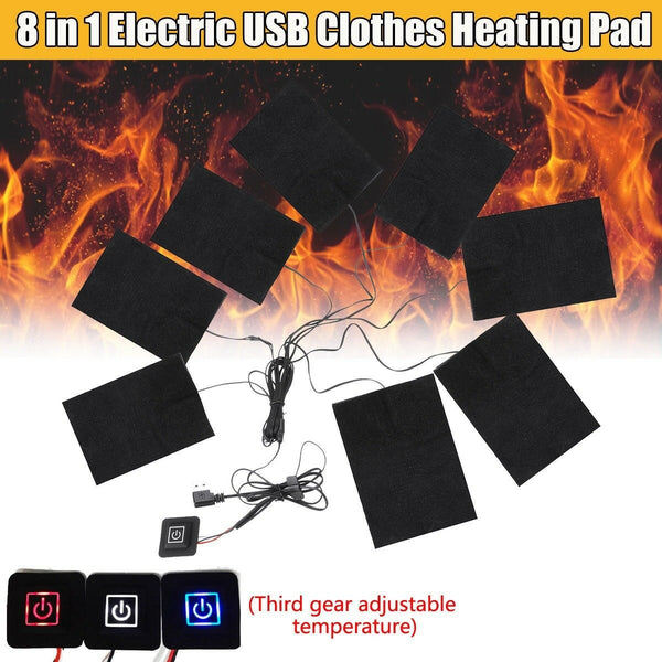 Clothes Heating Pad Adjustable Temp Thermal Clothing Jacket Electric 8 In 1 USB
