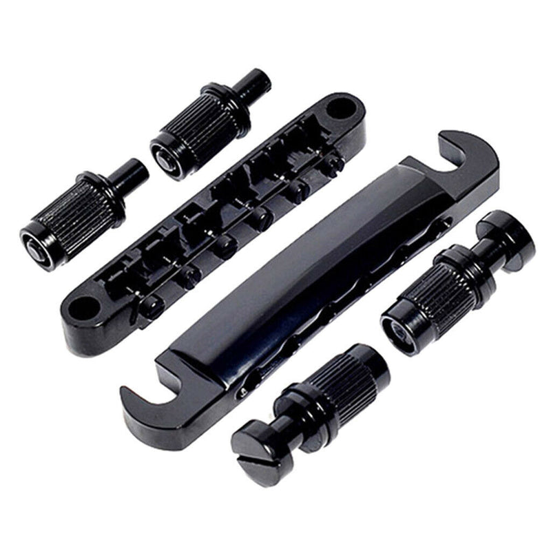 Electric Guitar Saddle Bridge Set Studs For 6-String LP Black