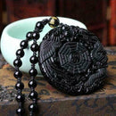 Black Obsidian Carving Wolf Yin Yang Dragon Phoenix Favor Necklace New Pend I9S2