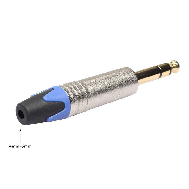 6.35mm Stereo Metal 1/4 inch Connector 6.5mm Male Audio Plug Solder Adapter