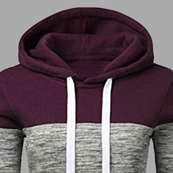 Stitching Women Long Sleeve Hit Color Autumn Leisure Hoodies (Red M) A#S