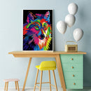 5D DIY Full Round Drill Diamond Painting Colorful Wolf Cross Stitch Mosaic