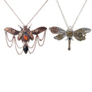 2Pcs Amazing Dragonfly Beetle Shaped Rock Gear Steampunk Pendant Necklace
