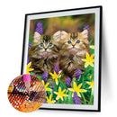5D DIY Diamond Painting Kits Cats in Flowers Full Round Drill Handicrafts