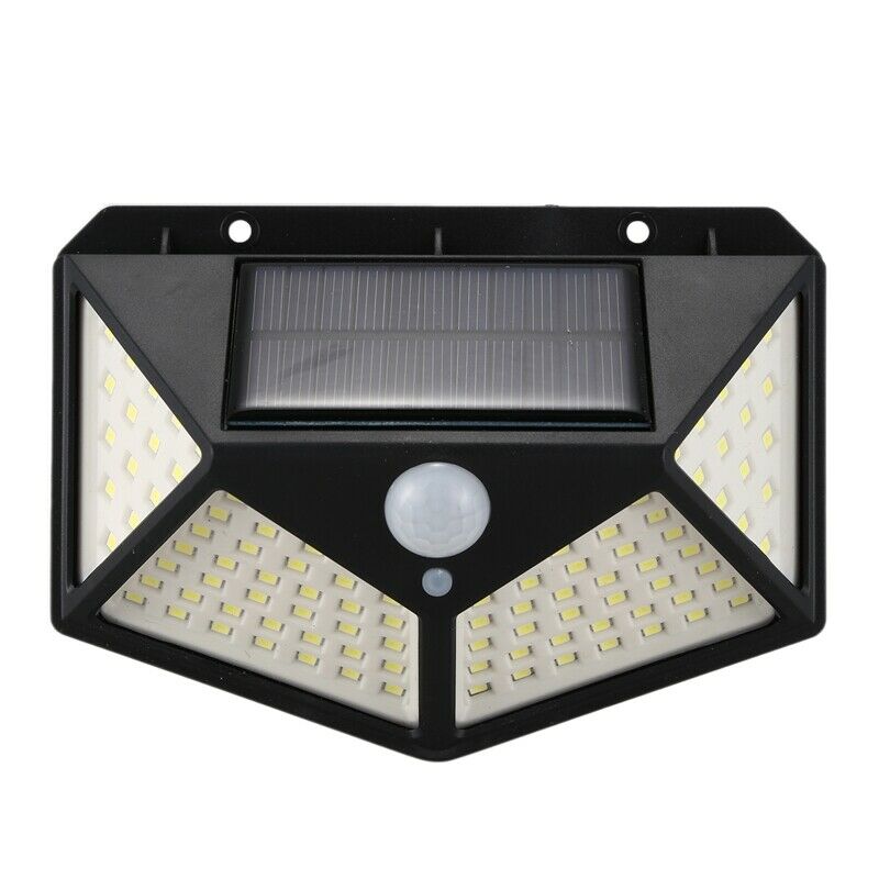 100 LED Solar Power Wall Light Intelligent Light-sensing Control 120 degree