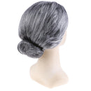 Old Lady Grandma Granny Grey Wig Bun Hair Grand Mother Fancy Dress Costume OZ