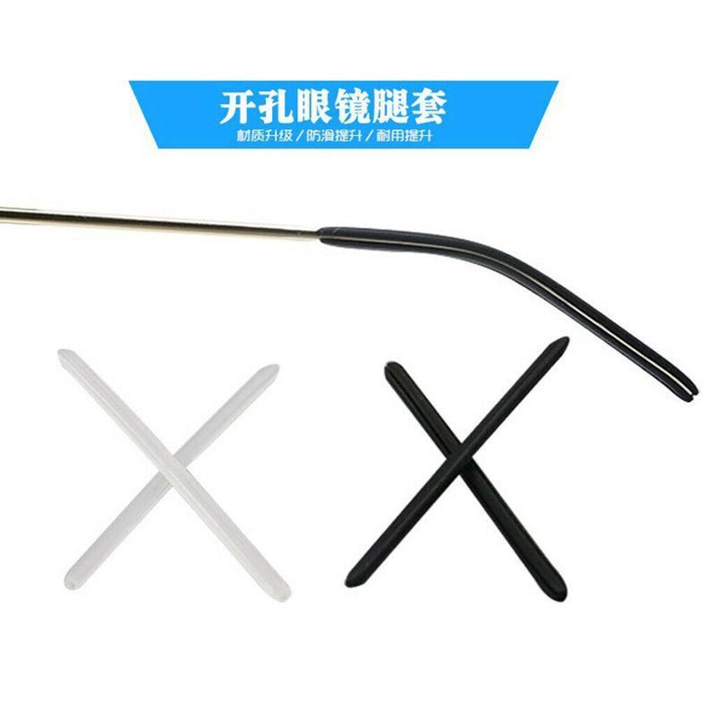 10x Silicone Eyeglasses Temple Covers Glasses Frame Tubes Replacement Black