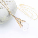 New Womens Paris Eiffel Tower Transparent Crystal Ball Pendant Long Necklace fp