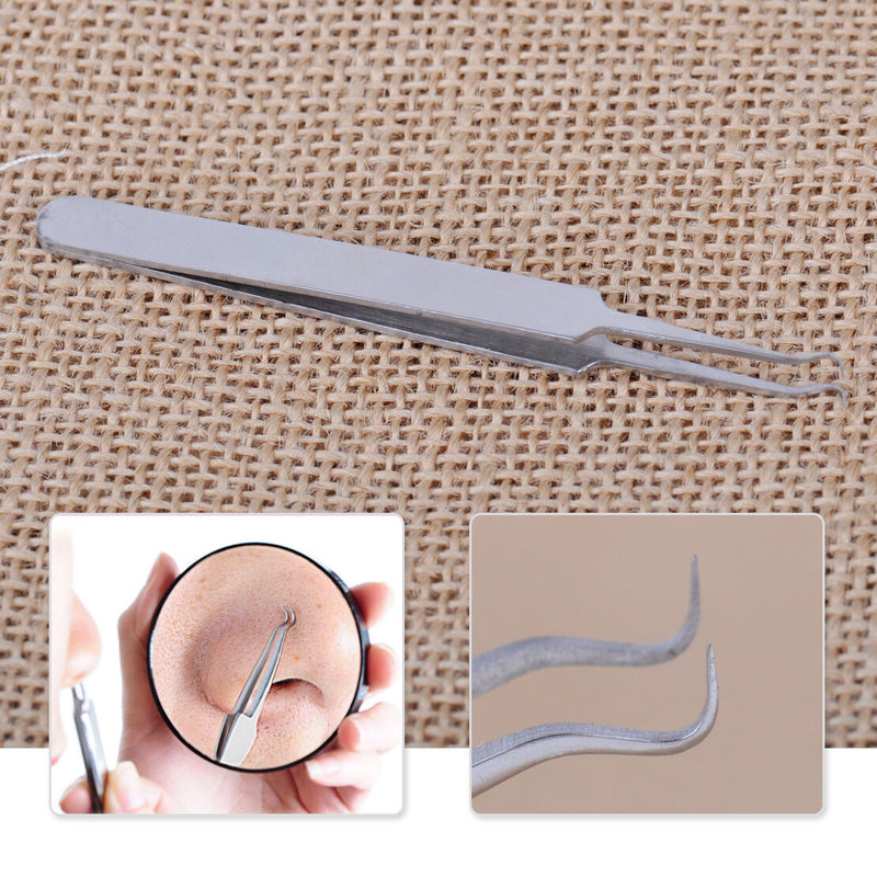 Curved Blackhead Acne Remover Comedone Bend Clip Needle Pimple Removal Tweezer