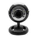 0.3MP HD Webcam with Built-in Microphone 6 LED Night Vision USB Web Camera