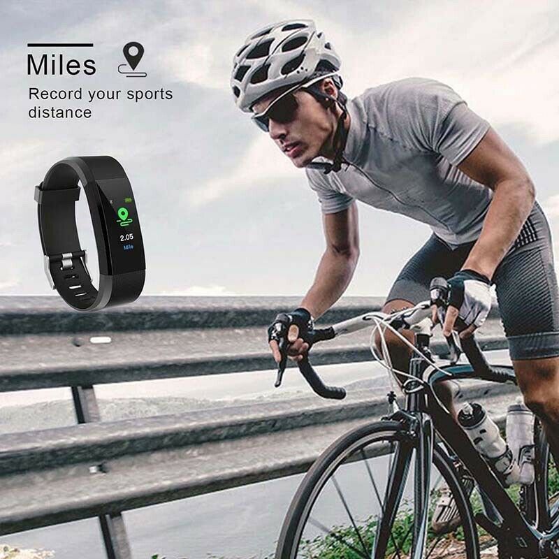 HOT 115PLUS Smart Band Support Heart Rate Blood Pressure Calorie Step Monit R5M8