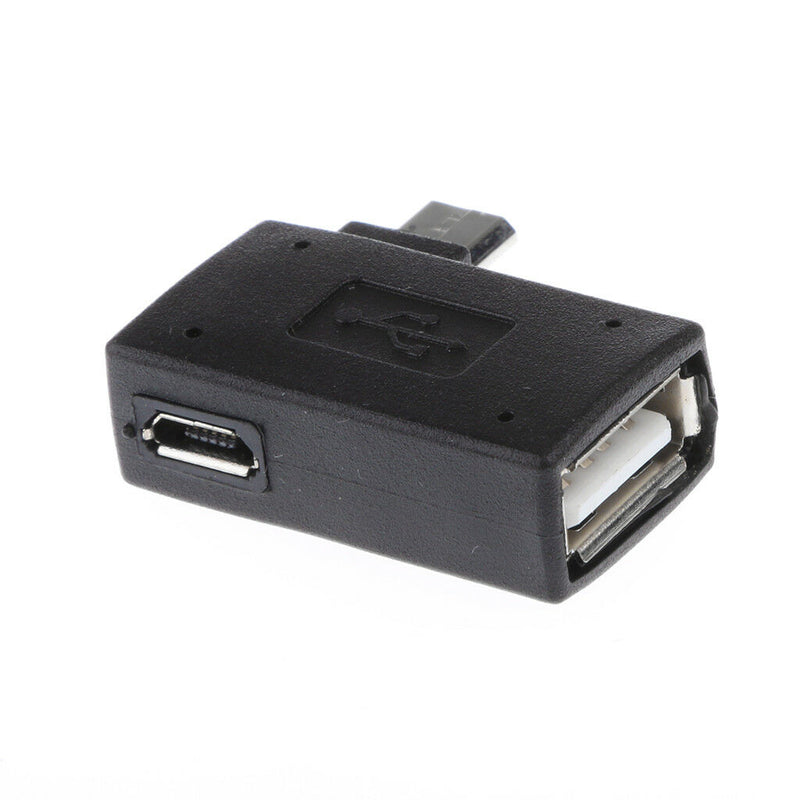 90 degree Right Angle Micro USB 2.0 OTG Host Adapter with USB Power