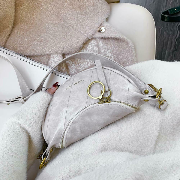 Fashion Leather Crossbody Bags Women Chain Shoulder Travel Handbag (Beige)