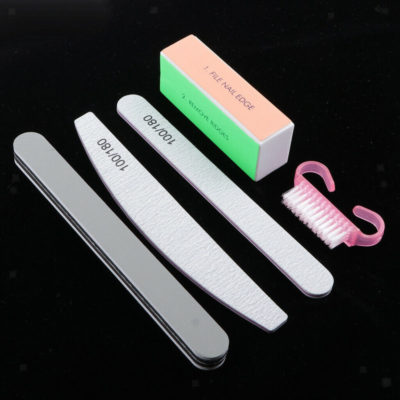 MagiDeal 5Pcs Nail Sanding Files Polish Buffer Block Manicure Cleaning Brush