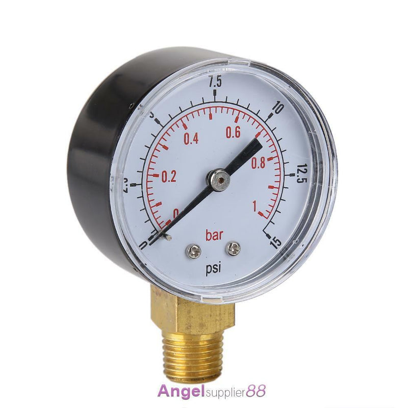 Low Pressure Gauge For Fuel Air Gas Oil Water 50mm 0/15 PSI 0/1 Bar 1/4 BSP