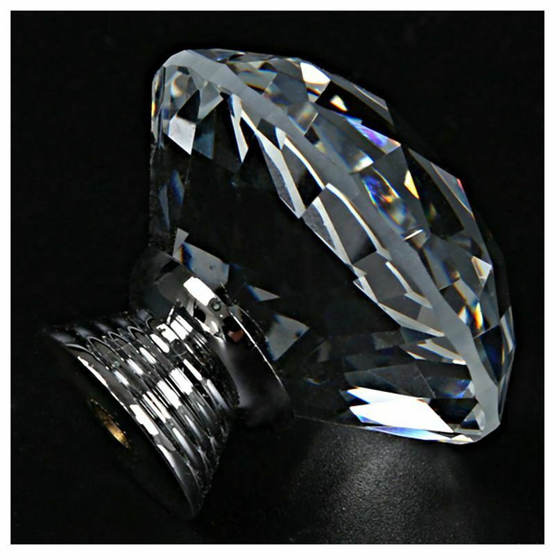 8 X LS-D3020 40MM Clear Crystal Glass Diamond Cut Door Knobs Kitchen Cabine E1O5