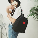 Preppy Chic Girls Canvas Love Printed Backpack Simple School Bag(Black)