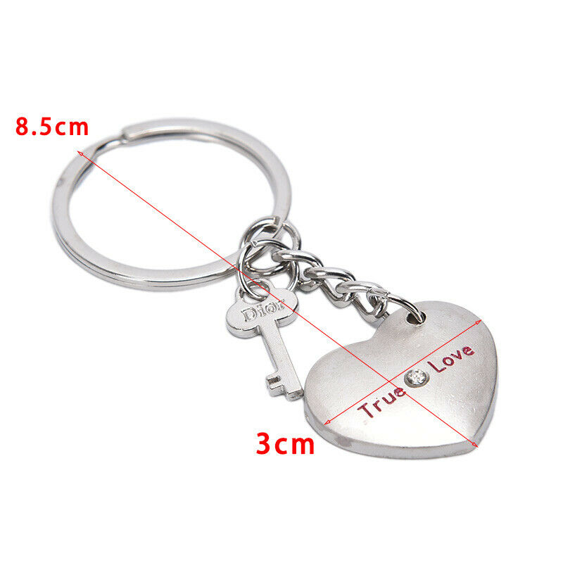 2Pcs Novelty Fashion Love Heart Keyring Couple Keychain Key Ring Gift