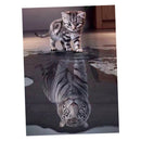 2 Set of DIY 5D Diamond Painting Cat Tiger Lion Rhinestone Cross Stitch Kit