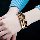 Woman Leather Wrap Bracelets Casual Leopard Color Double Layer Leather Wome T3N2