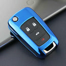 Flip Key Fob Chain For Chevrolet Buick Keychain Accessories Case Cover Ring Blue