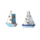 2-set Handcraft Nautical Wooden Sailing Boat Ornament Desktop Photo Props G