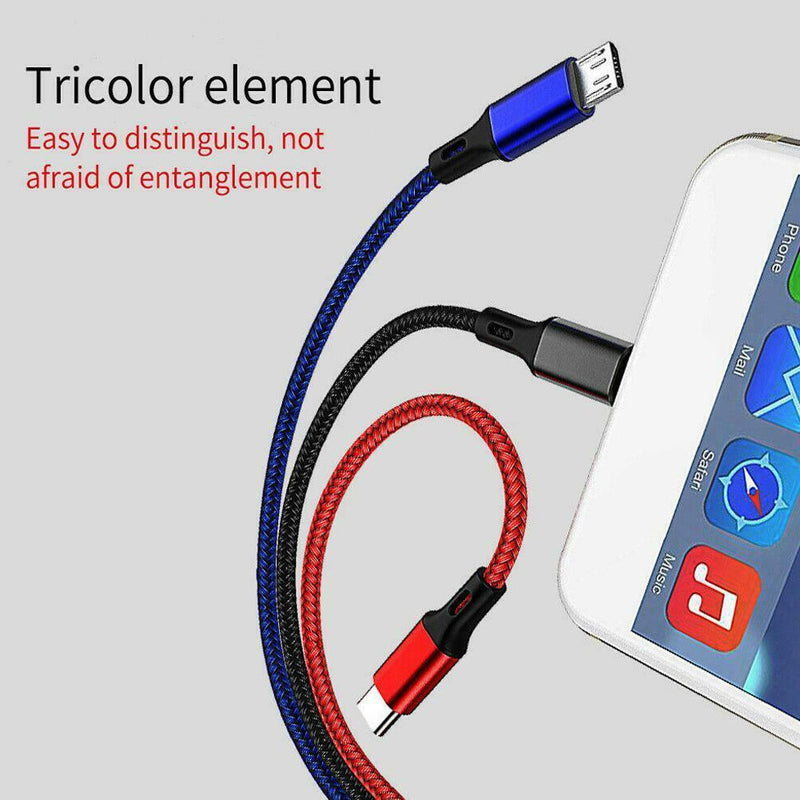 3 In 1 USB Fast Charging Cable Line Multifunction Cell Phone Charger Cord Pretty