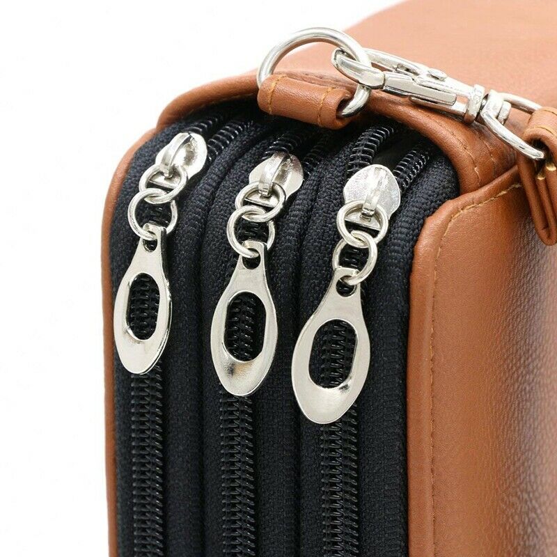 120 Slots Pencil Case PU Leather Handy Multi-layer Large Zipper Pen Bag wit M3G7
