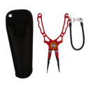 Red Fishing Pliers Line Cutter Split Ring Tools with Sheath and Lanyard