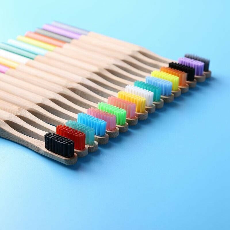 10-Pack Bamboo Toothbrush Medium Bristles Biodegradable Plastic-Free Toothb X1P3