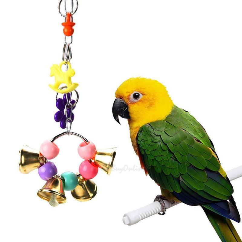 Pet Bird Parrot Climb Chew Bell Toys Bell Hanging Swing Cage Cockatiel Parakeet