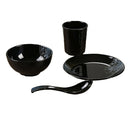 Dinnerware Set Kitchen Banquet 4 Piece Dinner Plates Cups Dishes Black 3