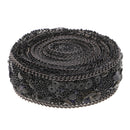 Crystal Rhinestone Ribbon Wedding Appliques W/ Faux Stone Black 1 Meter 20mm