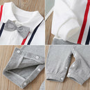 Baby Boys Autumn Cotton Cartoon Print Rompers Cute Bow Tie Playsuit (0-6M) A