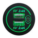 Car Motorcycle 4.8A Dual USB Charger Socket with Touch Switch+Power Cord