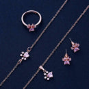 4pcs Pet Animal Footprints Paw Chain Necklace Bracelet Ring Drop Earing Set